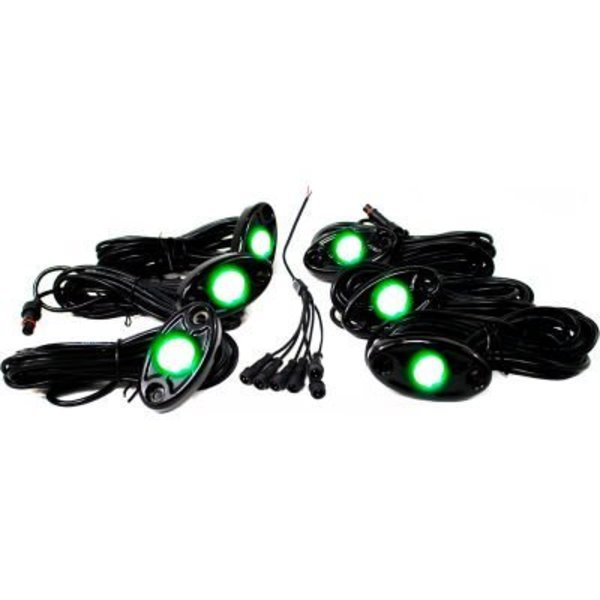 Carjamz Race Sport 6 LED Glow Pod Kit w/ Brain Box IP68 12V w/ All Hardware, Green RSLD6KITG